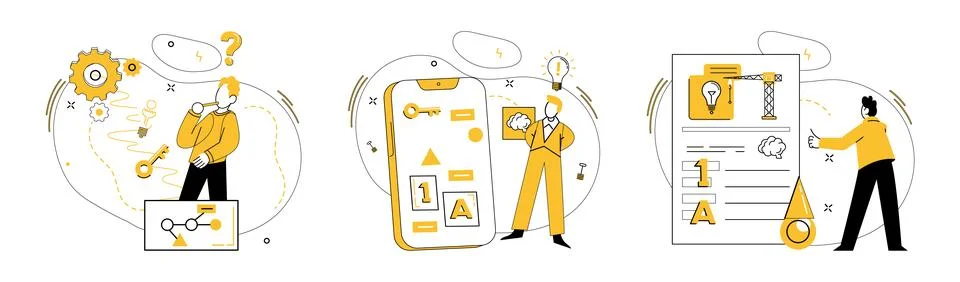 Thought experiment. The thought experiment concept is crucible where knowle.. Stock Illustration