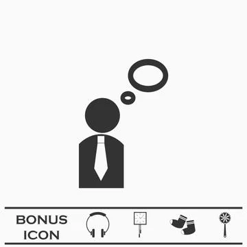 Thought icon flat Stock Illustration