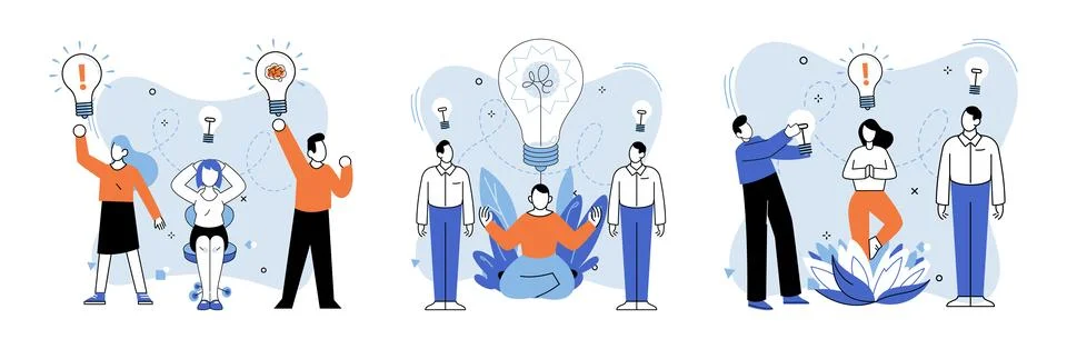 Thought process. Confusion dissipates through contemplation, leading to tho.. Stock Illustration