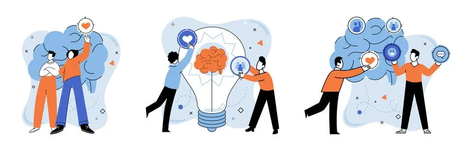 Thought process. Decision-making, pivotal point in problem-solving, relies .. Illustrazione stock