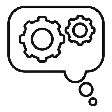 Thought process with gears working inside a speech bubble Stock Illustration