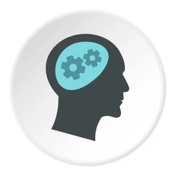 Thought process in head icon circle Stock Illustration