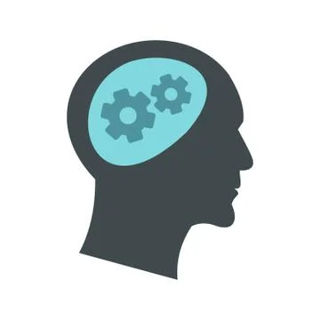 Thought process in head icon, flat style Illustrazione stock