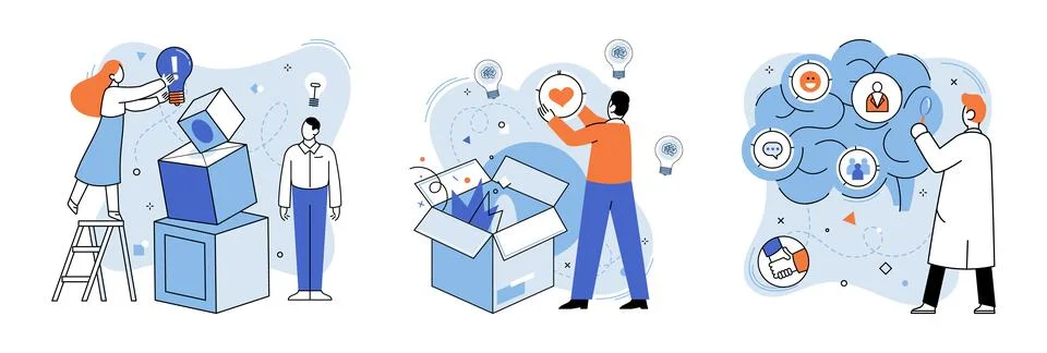Thought process. Strategic learning enhances intelligence applied in though.. Stock Illustration