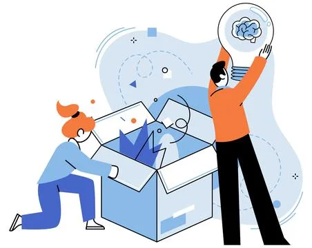 Thought process. The thought process metaphor illuminates path to innovativ.. Stockillustratie