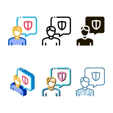 Thought of protecting body icon vector variants outline Stock Illustration