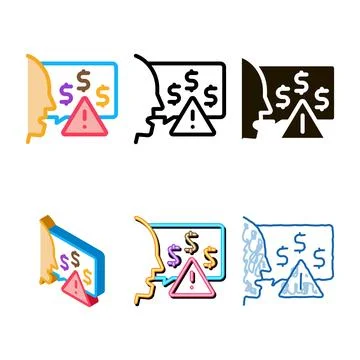 Thought story man about monetary stylized warnings icon vector outline Stock Illustration