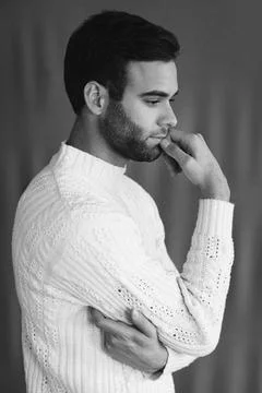 Thoughtful and handsome Stock Photos
