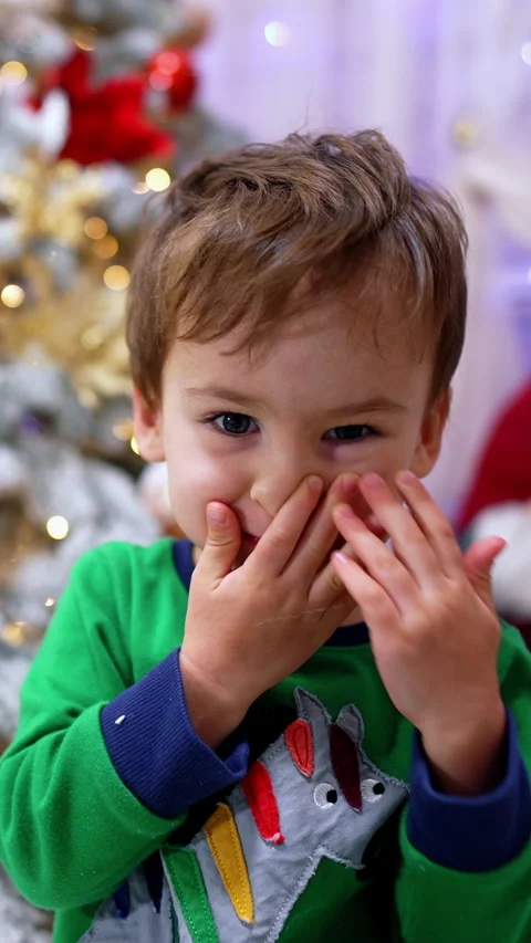 Thoughtful baby boy sitting in front of camera. Stock Footage 297623855