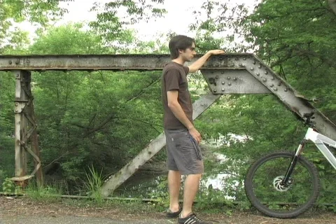 THOUGHTFUL BIKER Stock Footage 137409