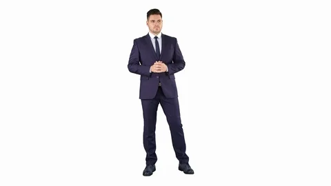 Thoughtful businessman on white background. Vídeos de archivo 114330815