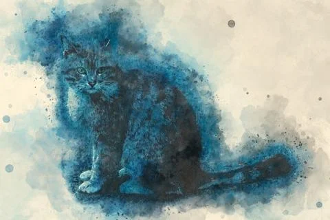 Thoughtful cat. Stock Illustration