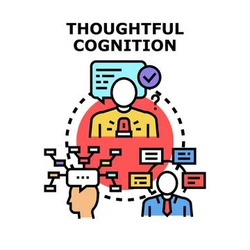 Thoughtful cognition concept linking idea generation and analysis Stock Illustration