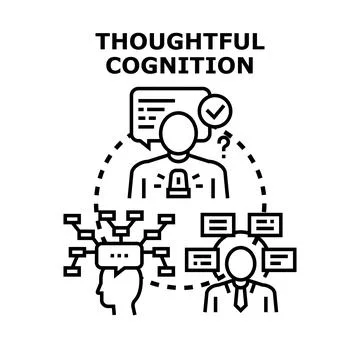 Thoughtful cognition concept linking idea generation and analysis Stock Illustration