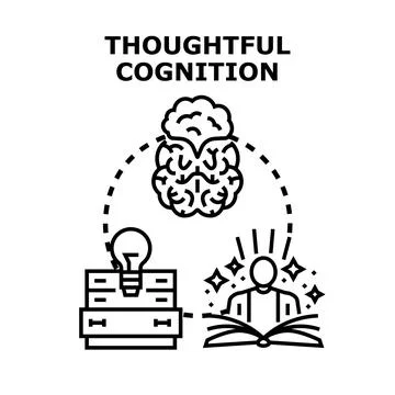 Thoughtful cognition process developing new ideas Stock Illustration