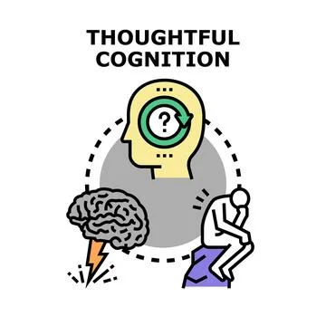 Thoughtful cognition process with problem solving mind cycle Stock Illustration