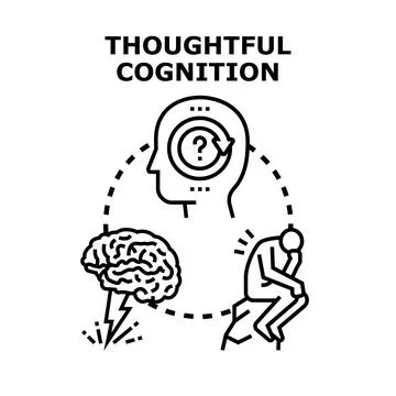 Thoughtful cognition process with problem solving mind cycle Stock Illustration