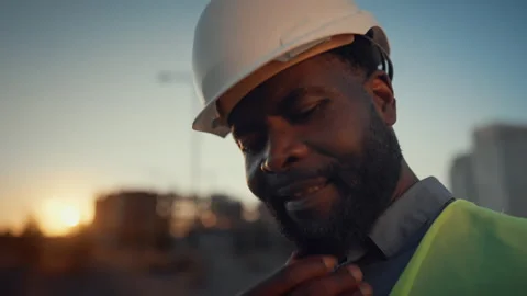 Thoughtful engineer developing new building, make decision at construction site Stock Footage 318710968