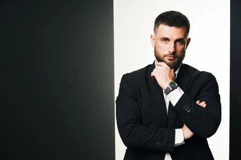 Thoughtful handsome man posing in studio Foto stock