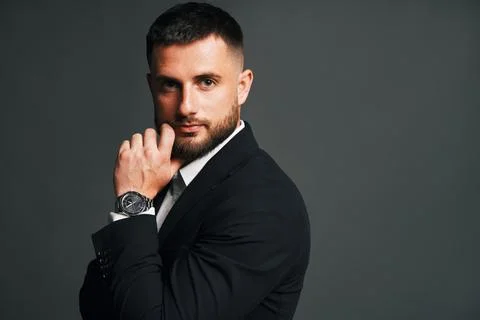 Thoughtful handsome man posing in studio Foto stock