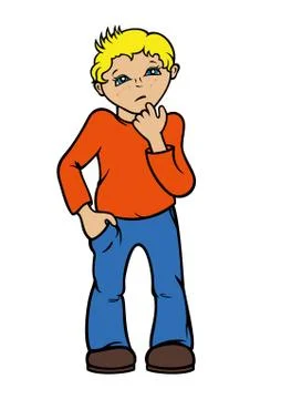 Thoughtful kid Stock Illustration