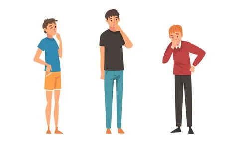 Thoughtful Man Character Scratching Head Having Question Thinking Over the Stock Illustration
