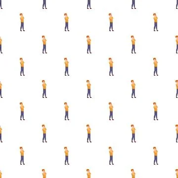 Thoughtful man considering solution seamless pattern background Stock Illustration