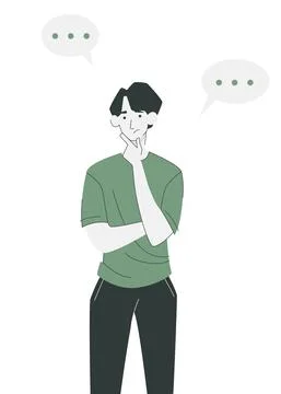 Thoughtful man is discussing the issue. Gesture "thinking".  Isolated illustr Stock Illustration