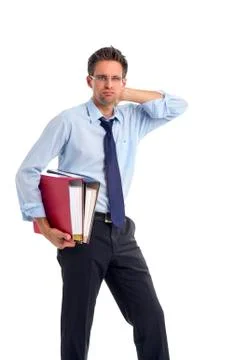 Thoughtful man with folder Foto stock