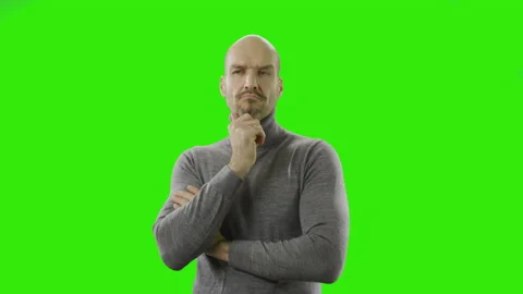 Thoughtful man is folding his arms and starts thinking about solutions Stock Footage 166510312