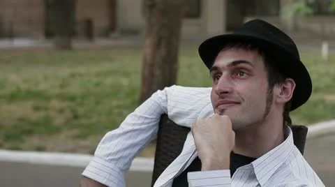 Thoughtful man in the hat Stock Footage 21670651