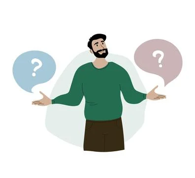 Thoughtful man making a decision Illustrazione stock