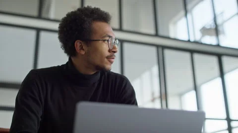 Thoughtful Man Making a Decision at Work Stock Footage 297674915