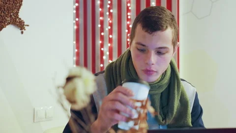 Thoughtful man relaxing. Reflective individual enjoying tranquil evening. Calm Stock Footage 345176337