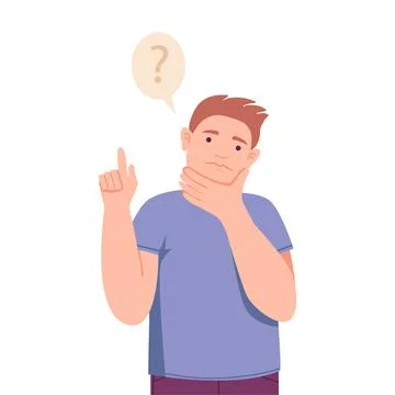 Thoughtful Man Standing Thinking and Considering of Something Vector イラスト素材