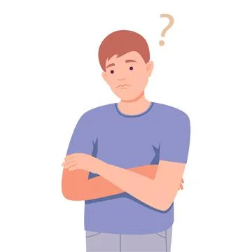 Thoughtful Man Standing Thinking and Considering of Something Vector Stock Illustration
