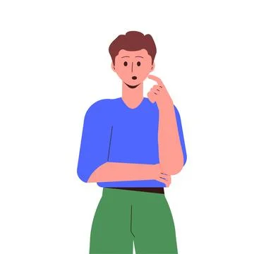 Thoughtful Man Thinking Try to Solve Problem Vector Illustration Stock Illustration