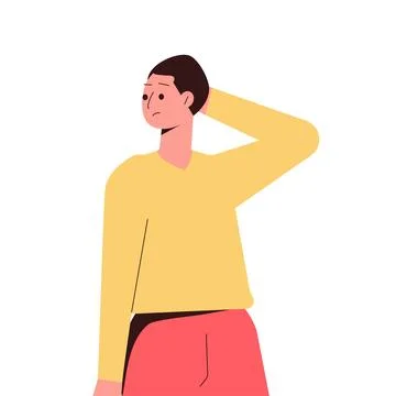 Thoughtful Man Thinking Try to Solve Problem Vector Illustration Illustrazione stock