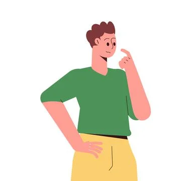 Thoughtful Man Thinking Try to Solve Problem Vector Illustration Stock Illustration