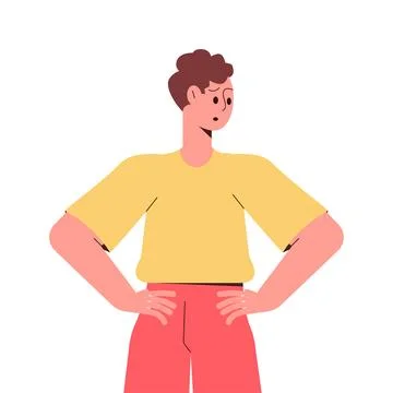 Thoughtful Man Thinking Try to Solve Problem Vector Illustration Stock Illustration