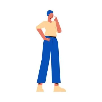 Thoughtful Man Thinking Try to Solve Problem Vector Illustration Stock Illustration