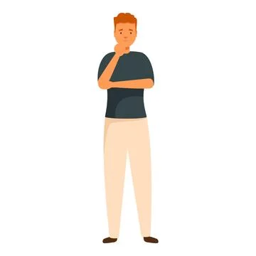 Thoughtful man touching chin making decision standing isolated Stock Illustration