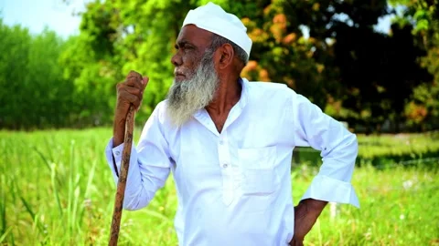 Thoughtful Muslim Elderly Men Stand Stock Footage 290118756