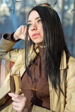 Thoughtful nice brunette Stock Photos