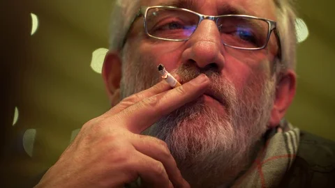 Thoughtful Old Man Smoking Cigarette Stock Video Pond5