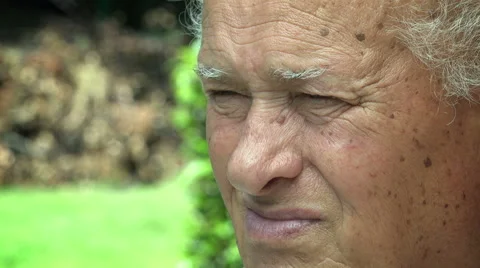 Thoughtful Pensive Old Man: Closeup Portrait Stock Footage 64301910