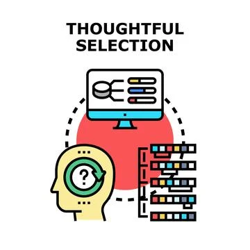 Thoughtful selection process making data driven decisions Stock Illustration