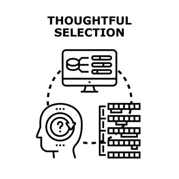 Thoughtful selection process making data driven decisions Stock Illustration