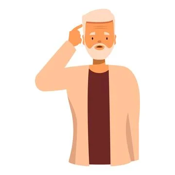 Thoughtful senior man trying to remember something important イラスト素材
