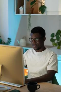 Thoughtful web developer work on computer, programmer trying to find solution Stock Photos